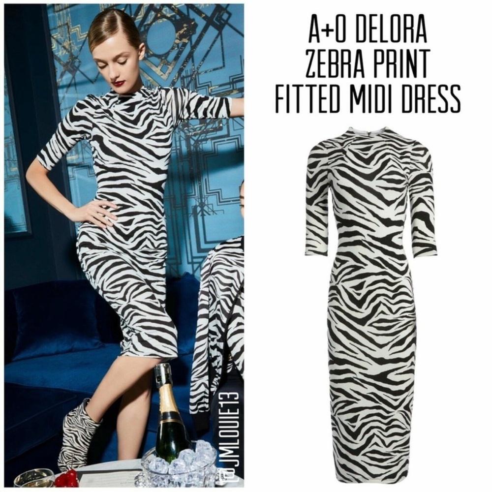 Alice + Olivia Zebra Print Midi Dress